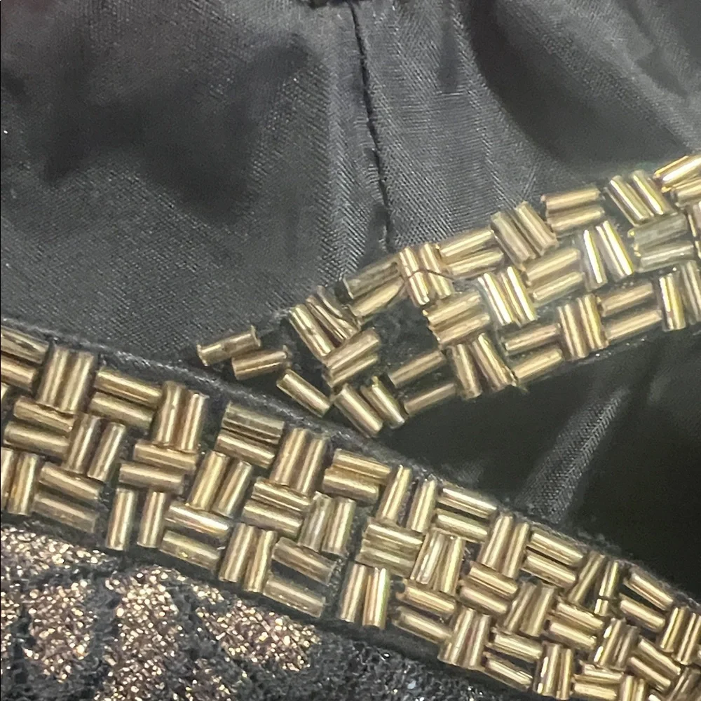 Elegant Black and Gold Floral Dress - Picture 7 of 8